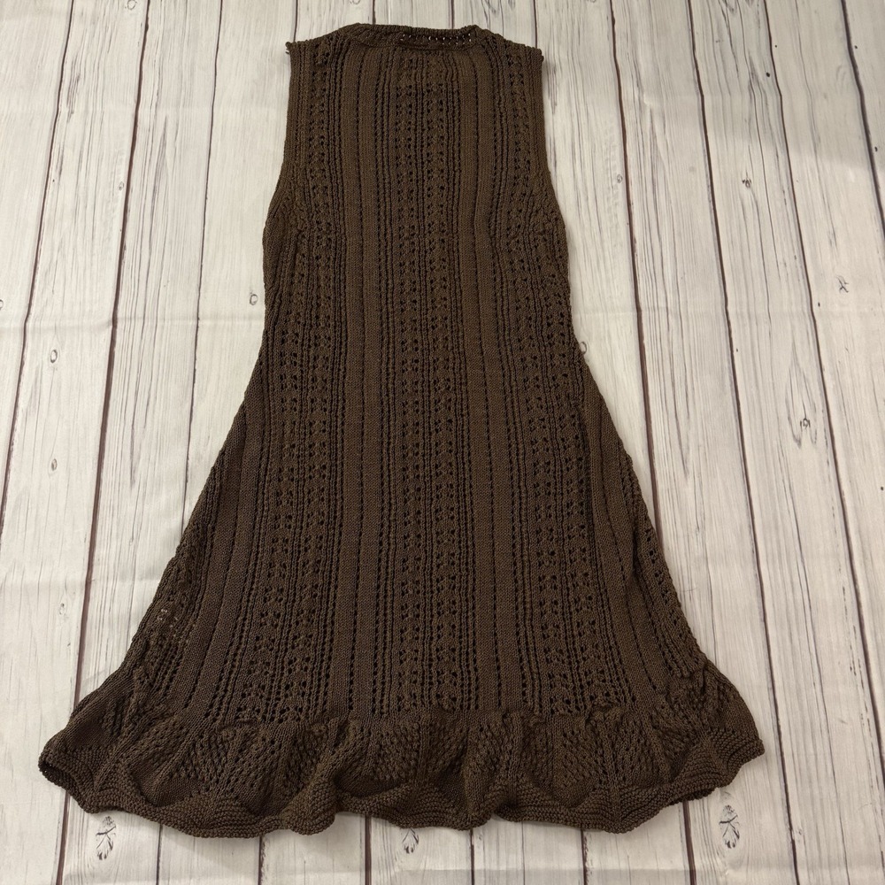 Zara Crochet Knit Mini Dress Brown Size Small Women's Sexy Summer‎ - Picture 10 of 13